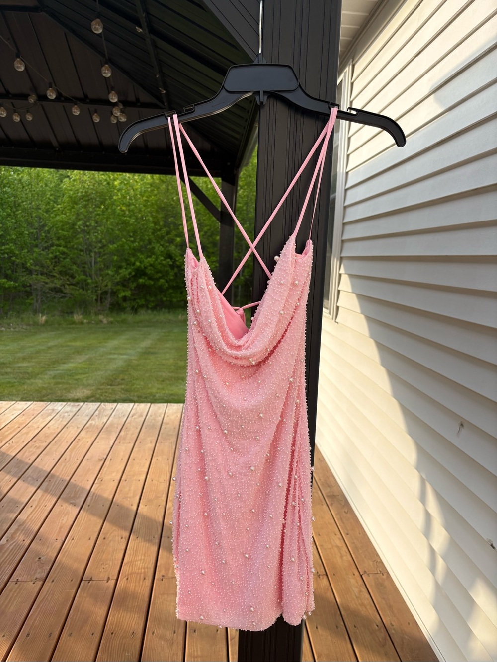 Windsor Pink Beaded Cowl Slip Dress